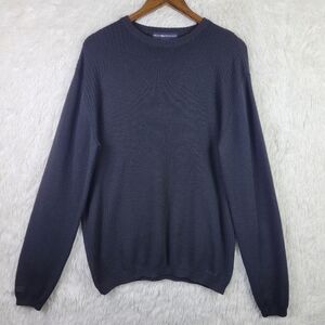 ExOfficio Mens L Black Merino Wool Blend Sweater Ribbed Casual Sporty